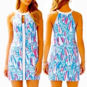 Lilly Pulitzer Pearl Resort White Red Right Return Sailboat Shift Dress Size 0